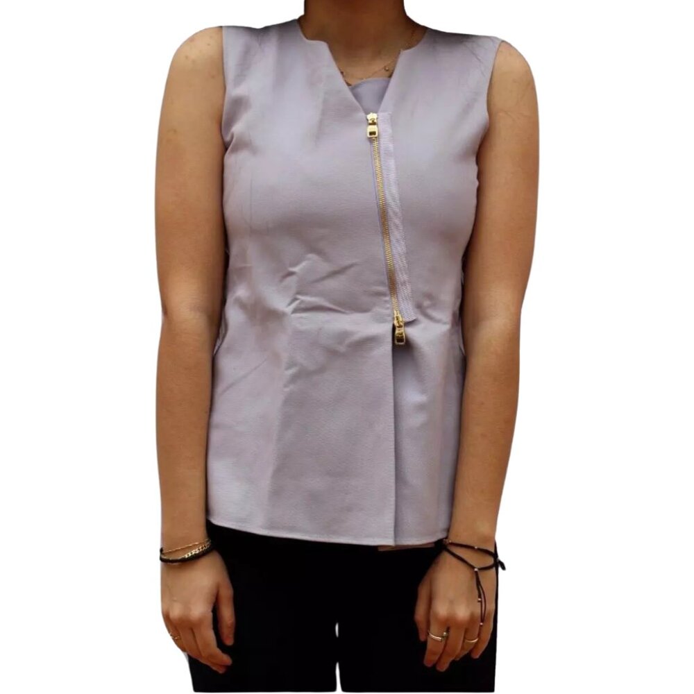 $1150 Women's Salvatore Ferragamo Cotton Knit Tank Shirt Lavender 44 IT NWOT